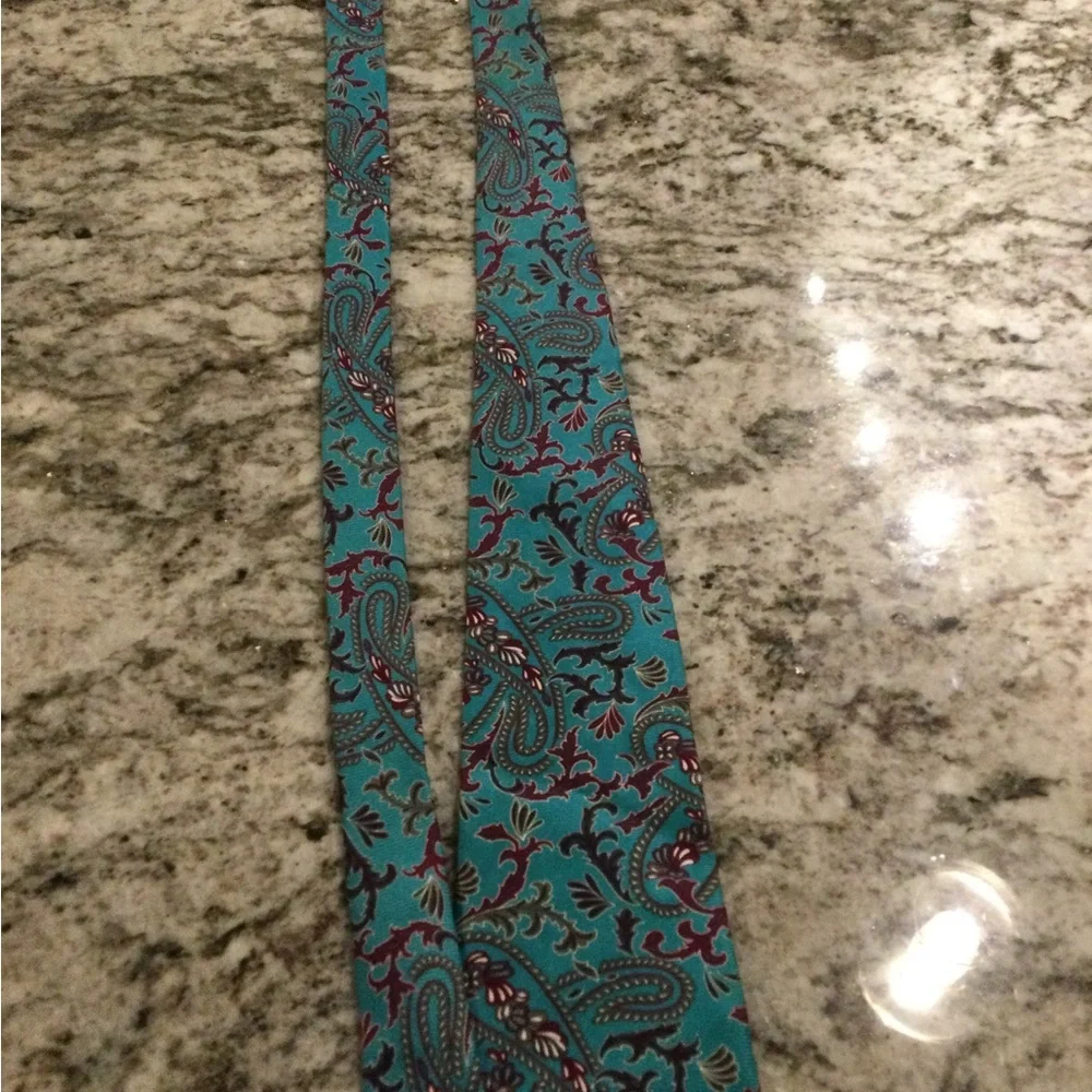 Dior Teal Paisley Tie with Burgundy and Olive Accents